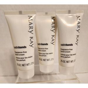 Mary Kay Satin Hands Fragrance Free Hand Cream .75 oz Travel Size Lot of 3